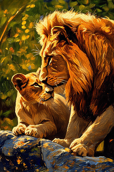 A Father s Kiss Lion Gicl e Print 231068 Print