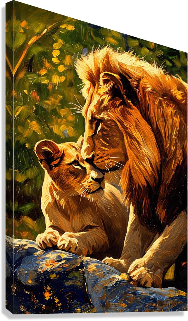 A Father s Kiss Lion Gicl e Print 231068 Canvas Print
